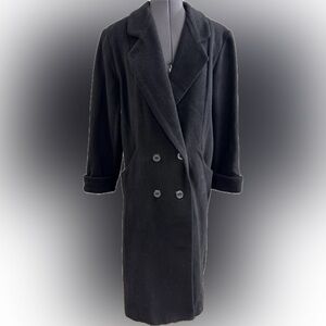 Braetan Women’s Size 8 Long Black Wool Blend Double Breasted Coat